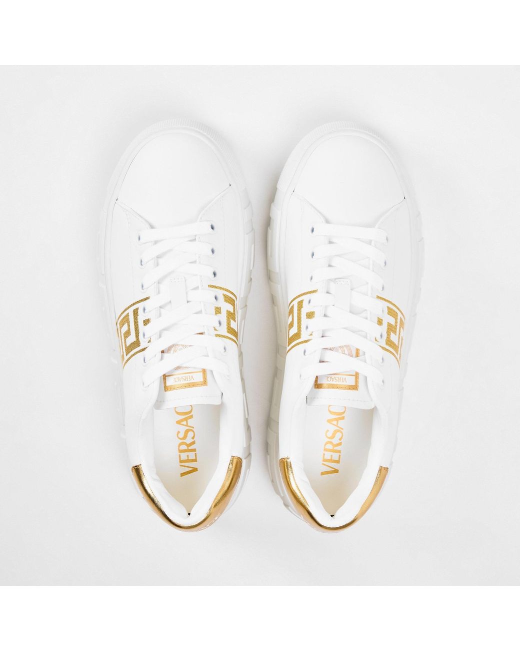 Versace White Solid Color Sneakers