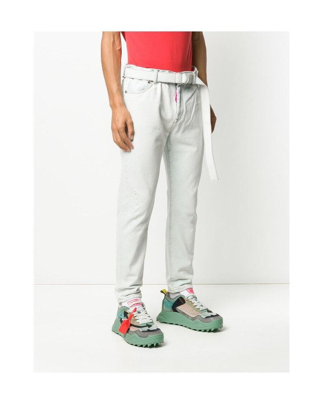 Off-White c/o Virgil Abloh White Belted Straight Jeans for men