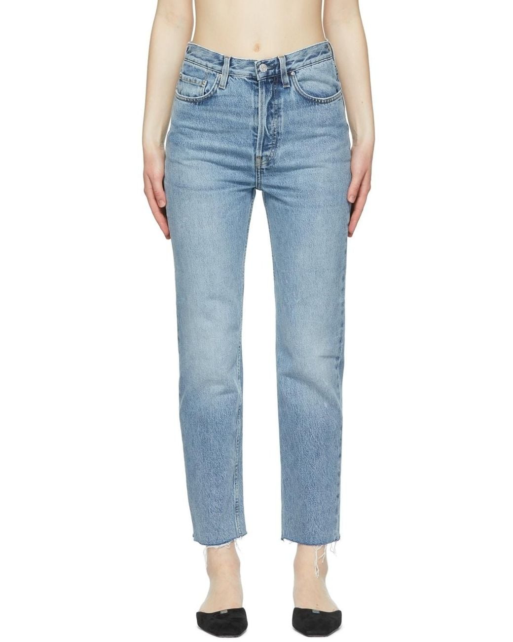 Totême Blue Totême Raw Hem High-Waist Straight Jeans