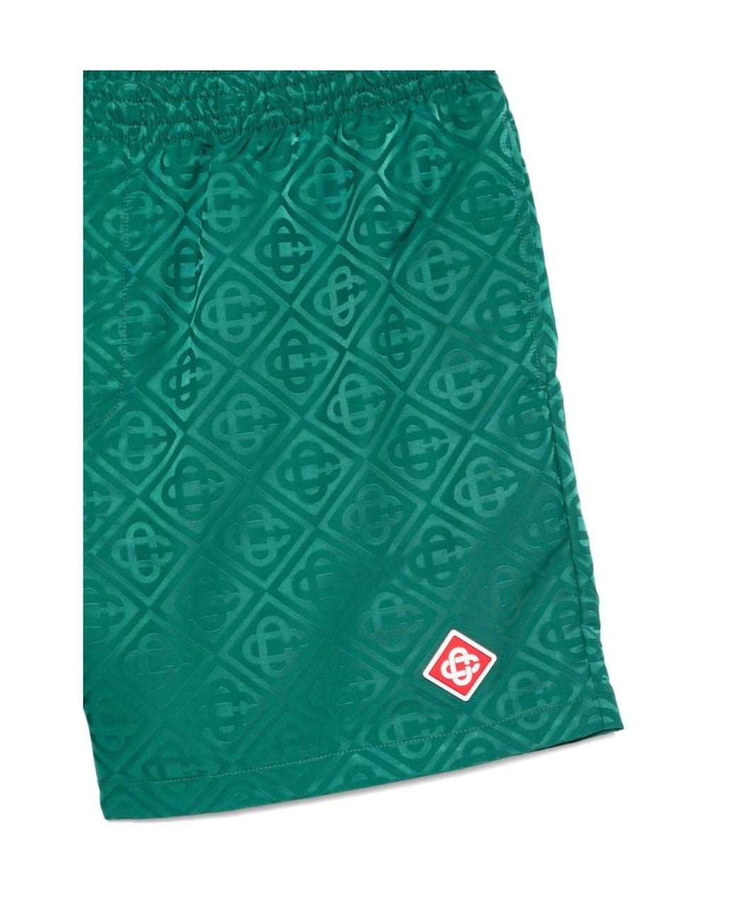 Casablanca Green Monogram-Jacquard Elasticated Waistband Swim Shorts for men
