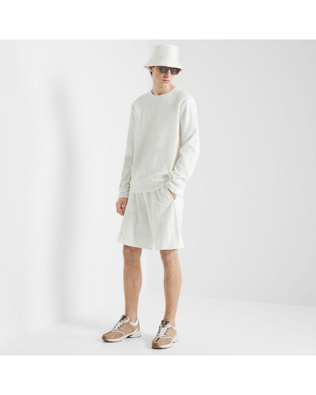 Fendi Natural Faster Ff-Embossed Detailed Low-Top Sneakers for men