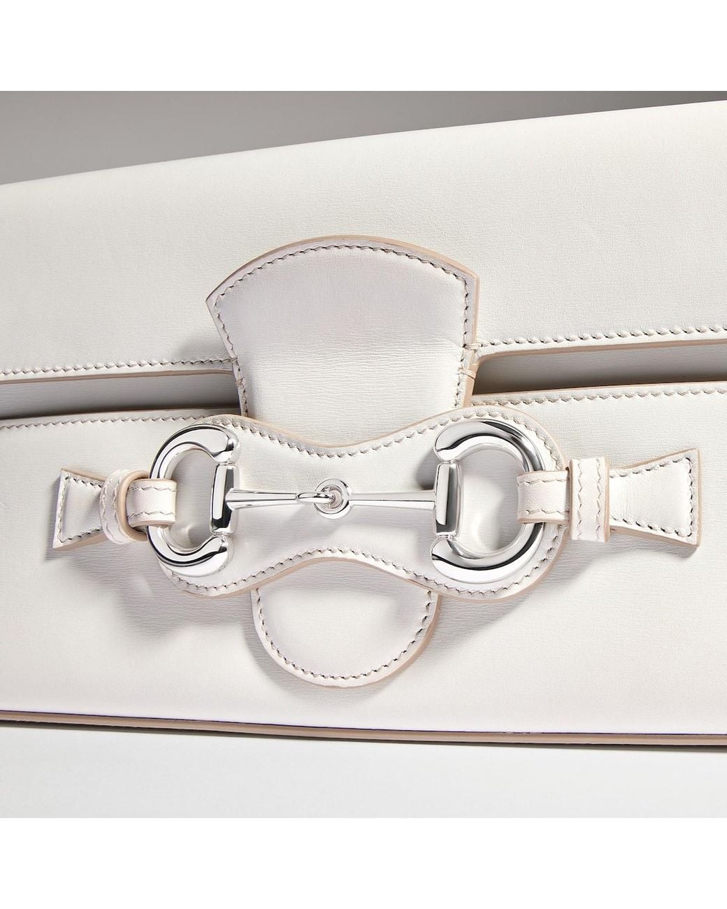 Gucci White Horsebit Ristretto Medium Shoulder Bag
