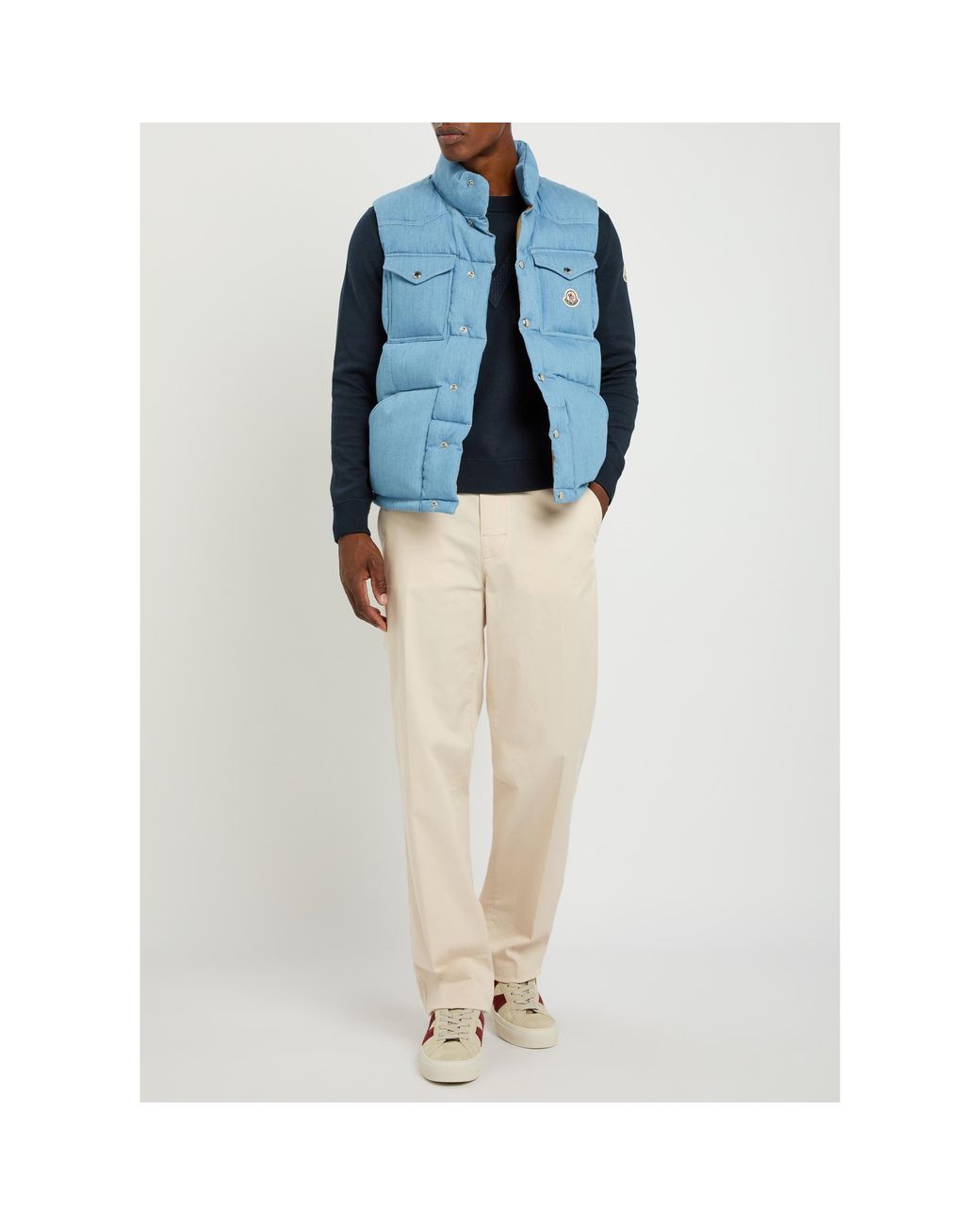 Moncler Blue Round-Neck Knitted Sweatshirt for men