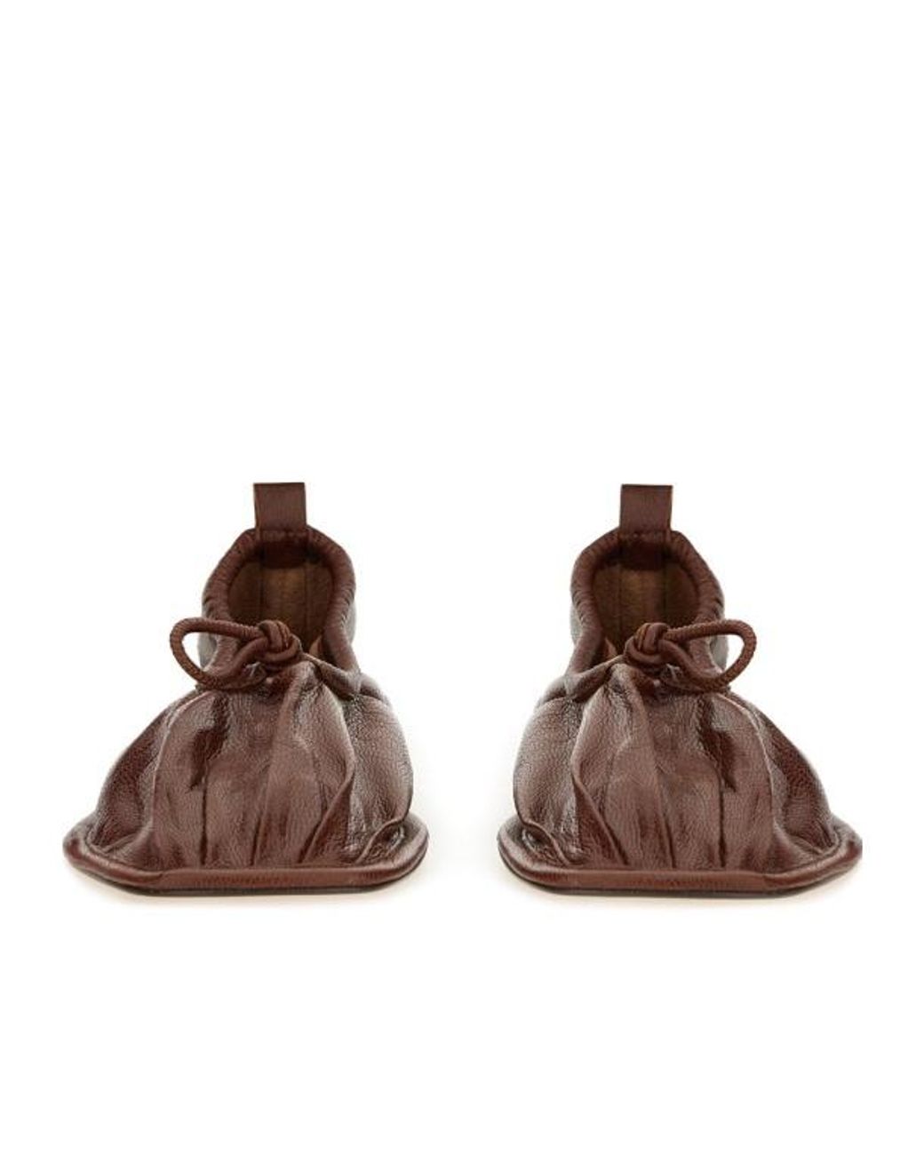 Hereu Brown Puntera Gathered Leather Ballet Flats