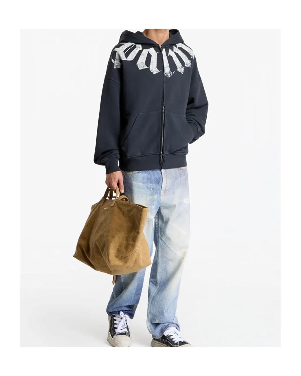 Palm Angels Blue Zip-Up Hoodie for men