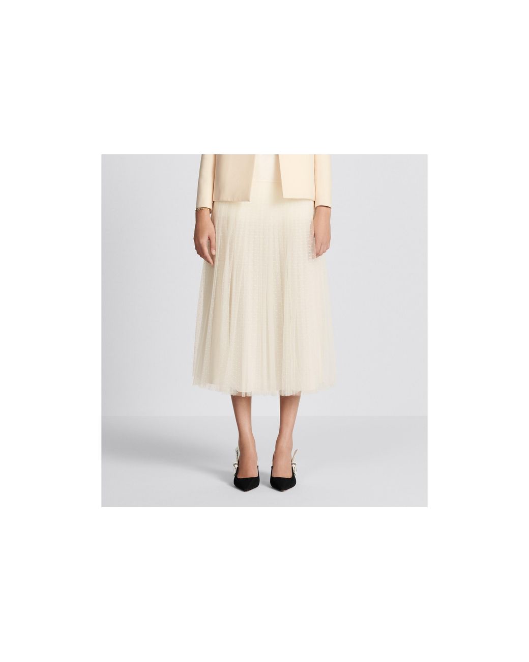 Dior White Mid-Length Pleated Skirt