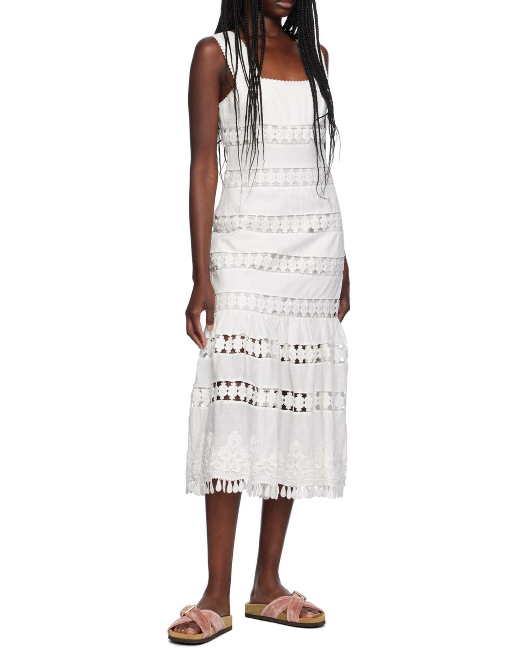 Zimmermann White Trimmed Midi Dress