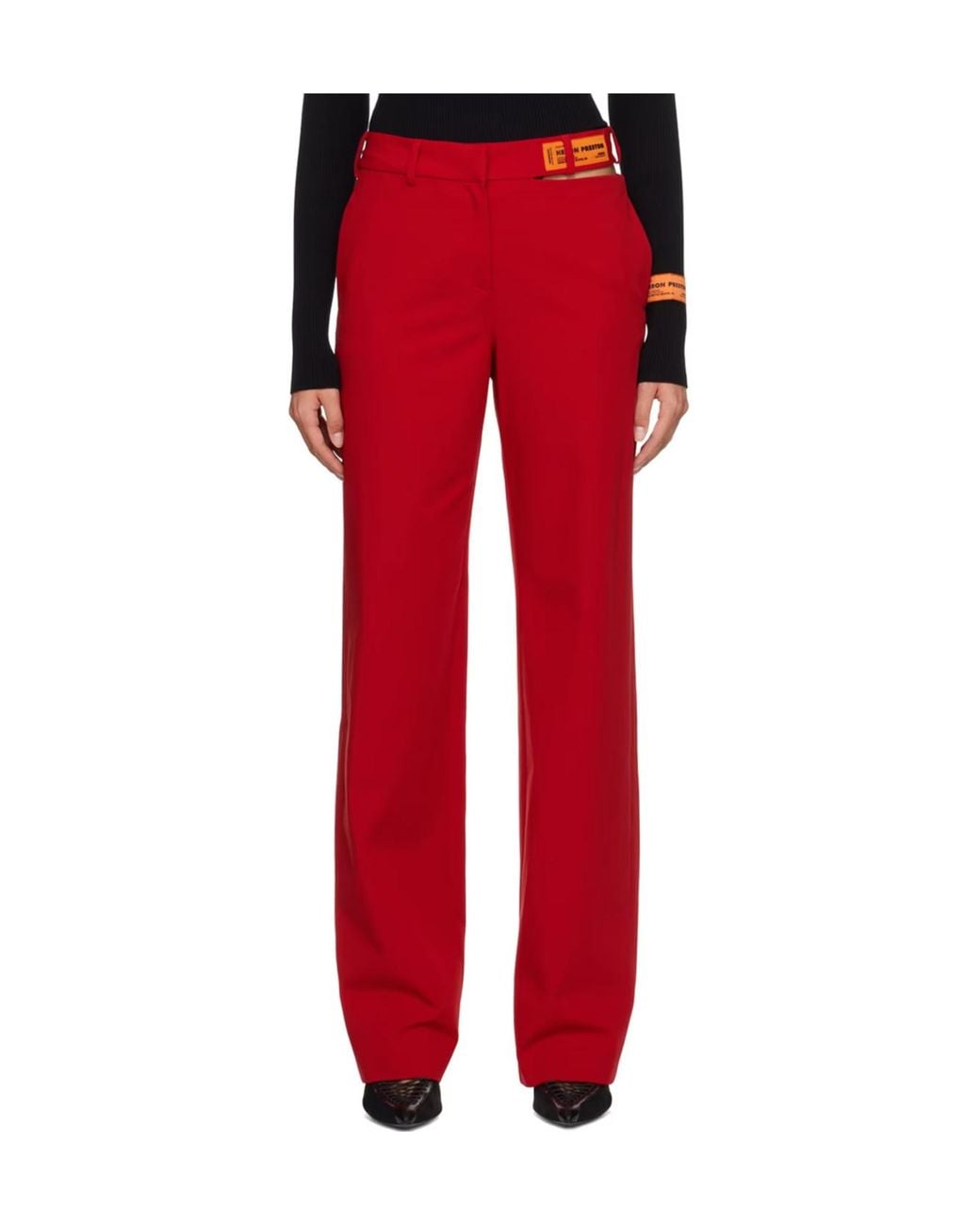 Heron Preston Red Cut-Out Wide Leg Trousers