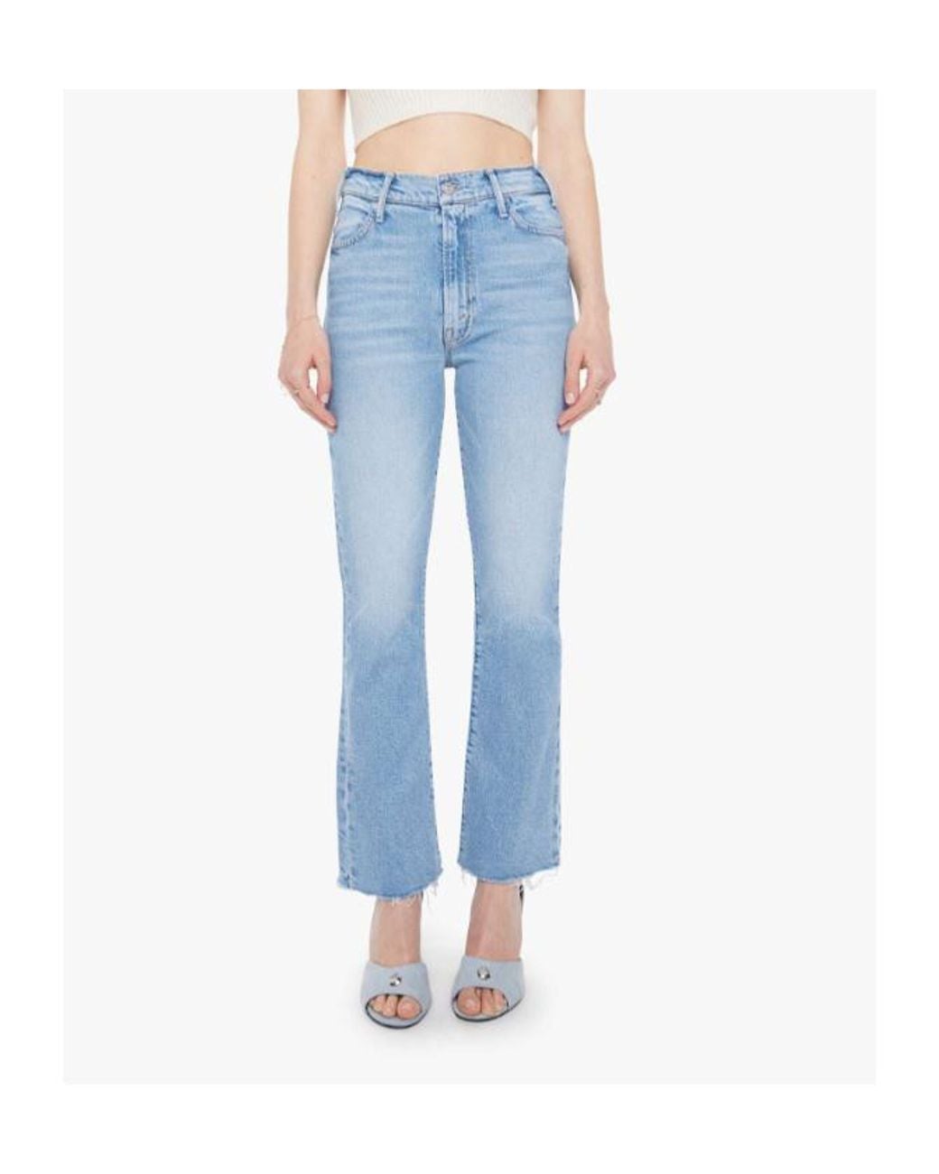 Mother Blue The Hustler Frayed-Hem Jeans