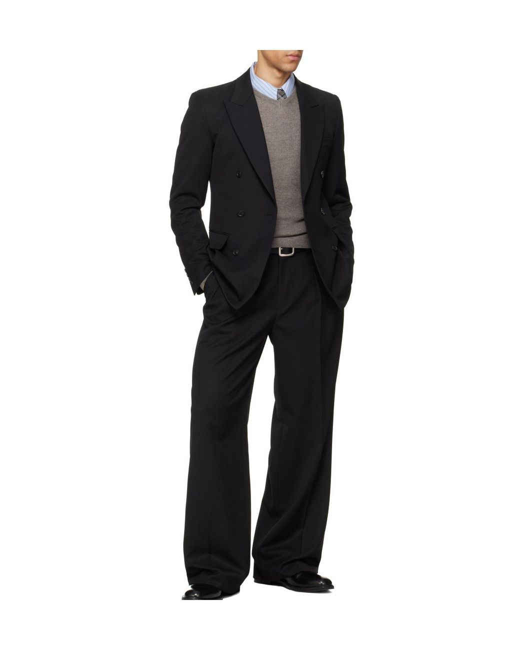 TONYWACK Black Double-Breasted Peak-Lapel Blazer for men