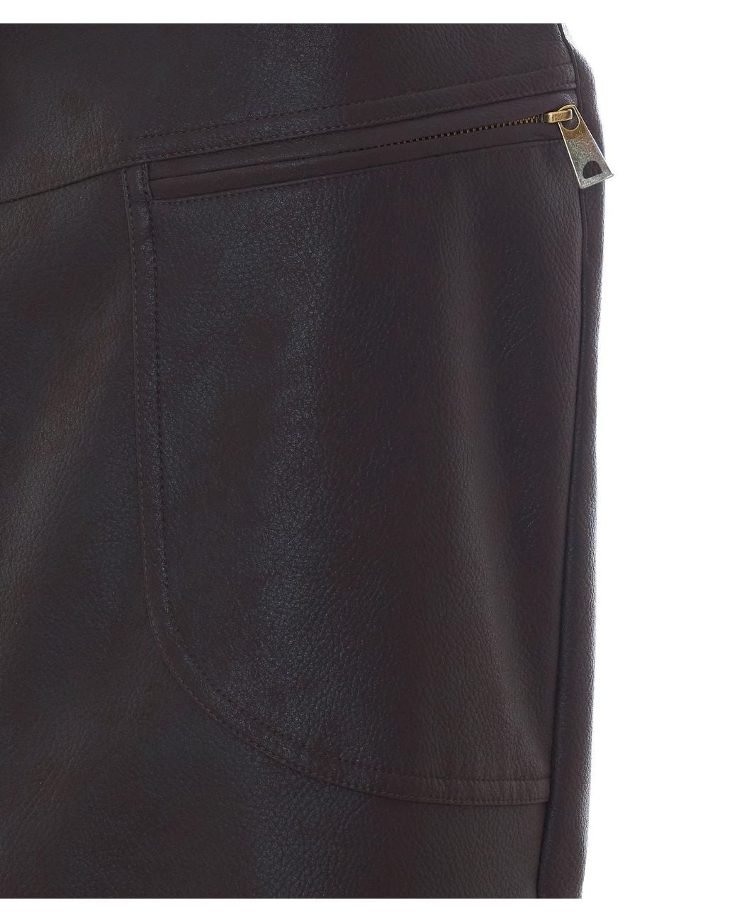 Liu Jo Gray Faux Leather Zip-Pocket Skirt