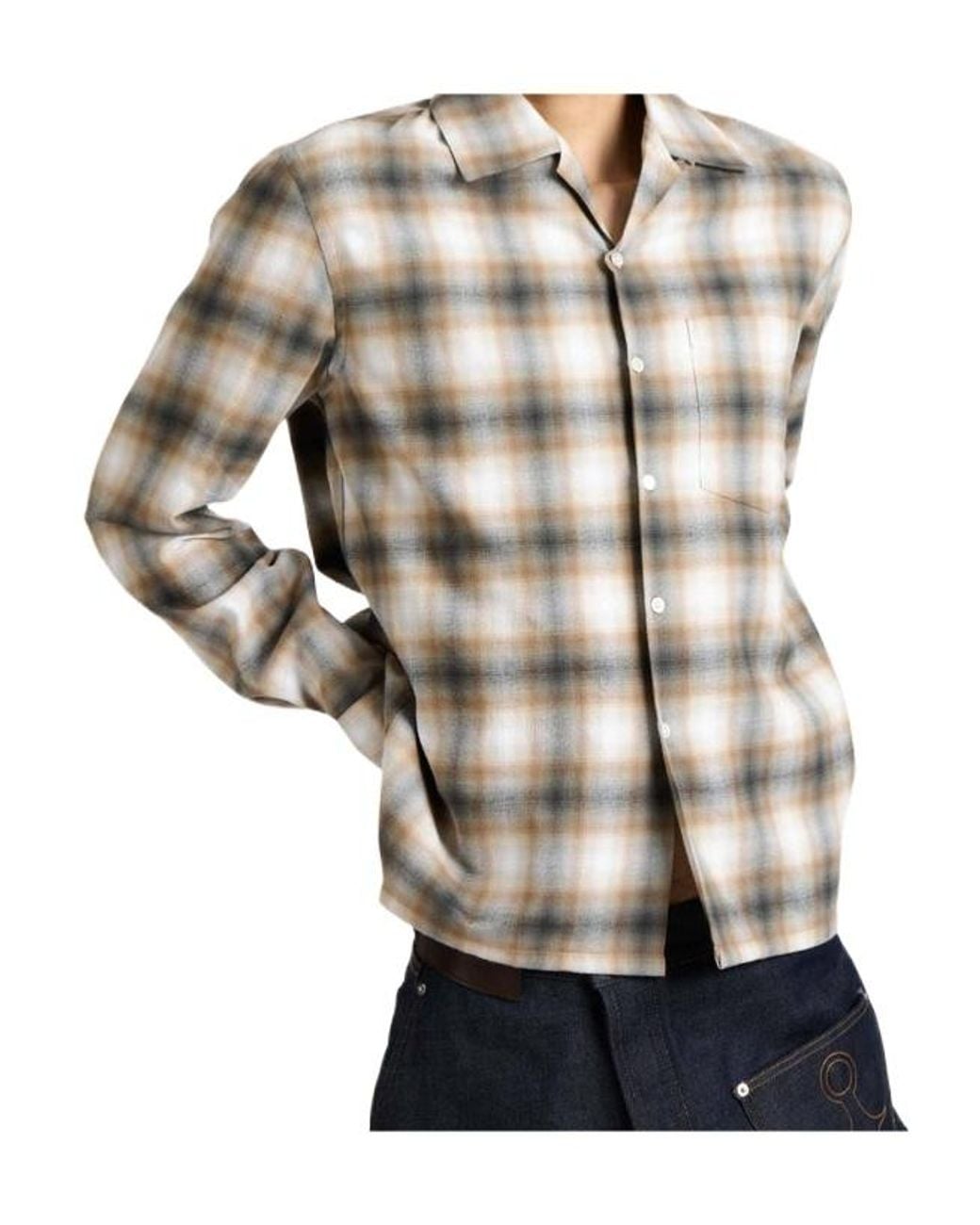 J.W. Anderson White Jw Anderson Checked Camp-Collar Shirt for men