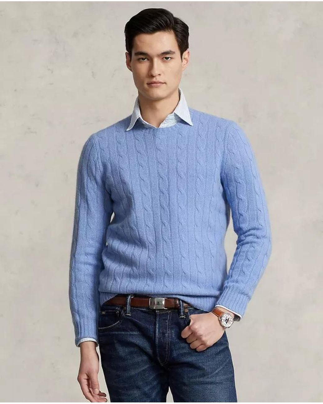 Polo Ralph Lauren Blue Crewneck Knitted Jumper for men