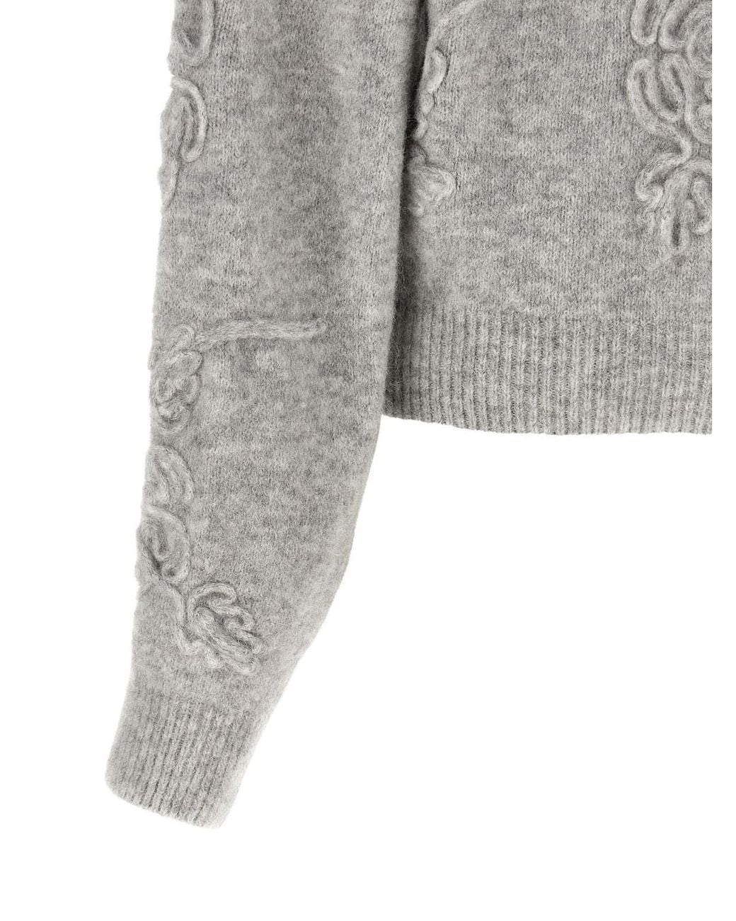ROTATE BIRGER CHRISTENSEN Gray 3D Flower Knit Jumper