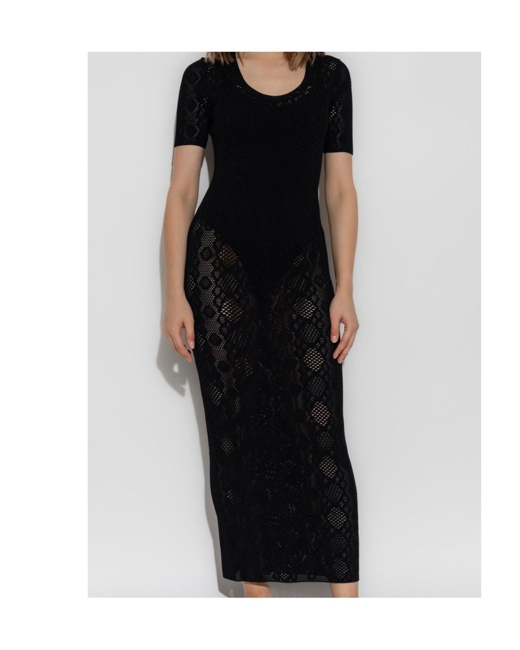 Alaïa Black Alaïa Python Lace Knit Dress