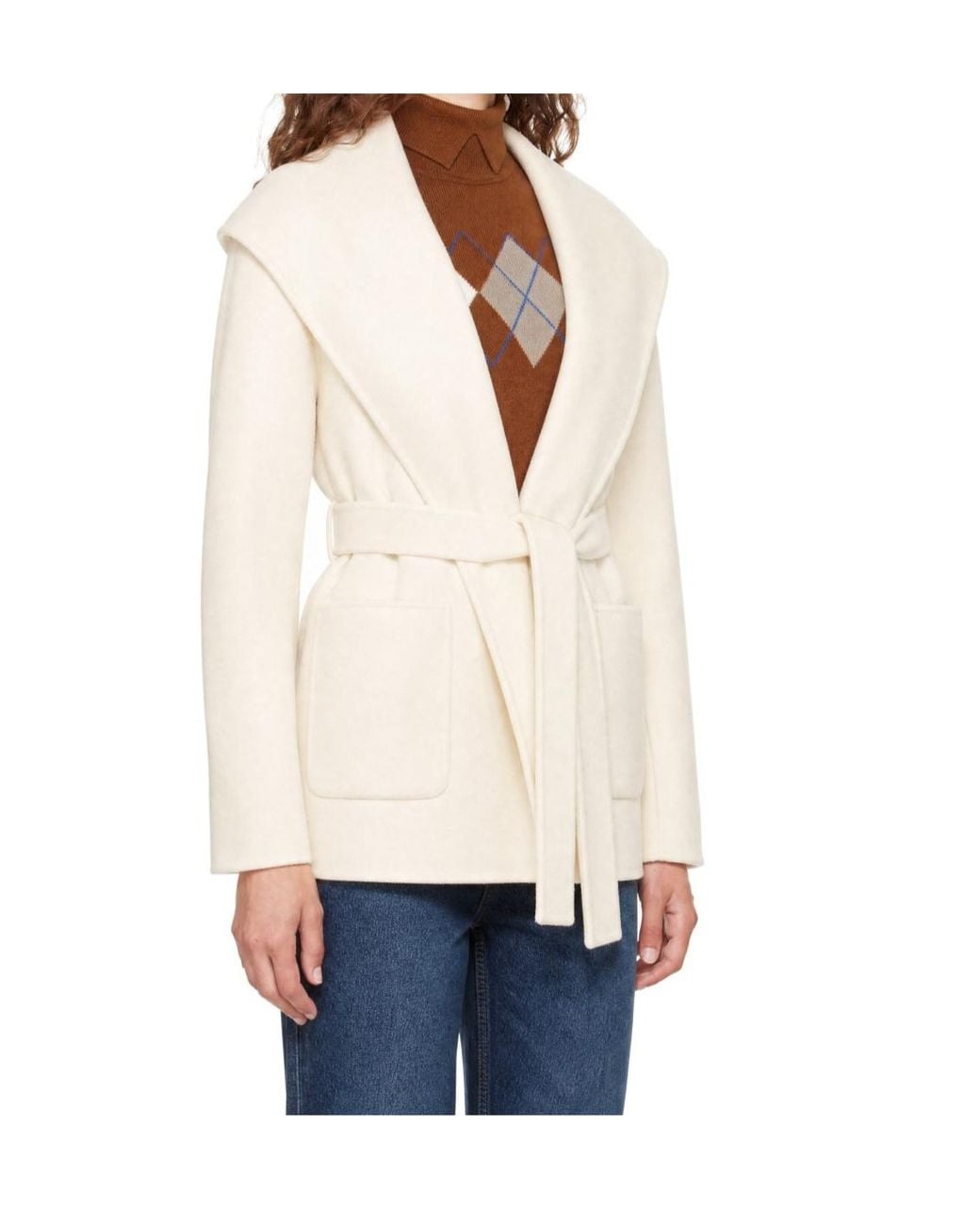 Mackage White Belted Hooded Coat