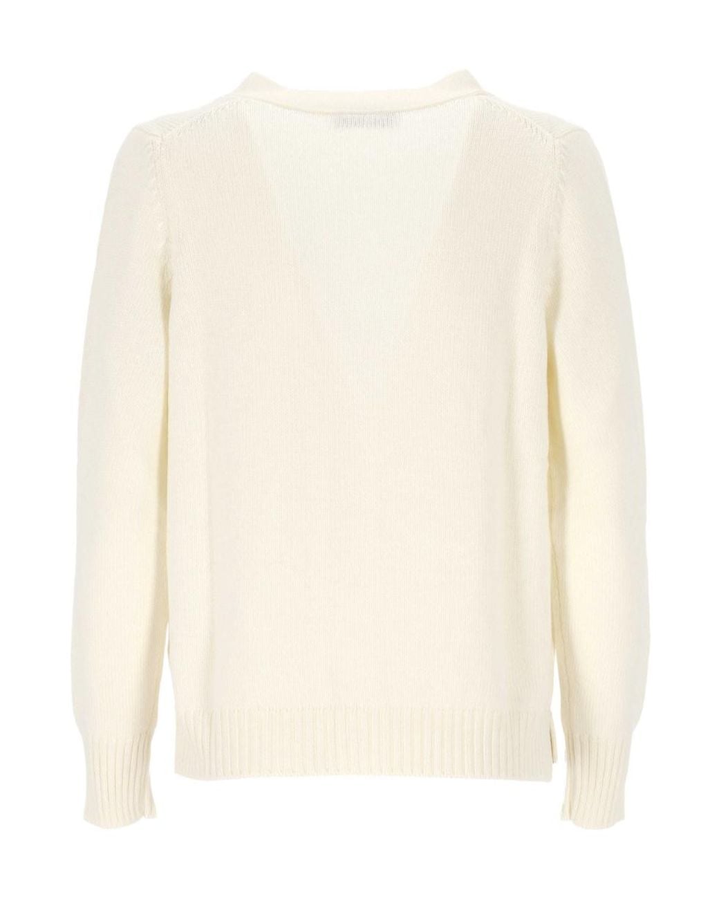 Gran Sasso White V-Neck Buttoned Cardigan