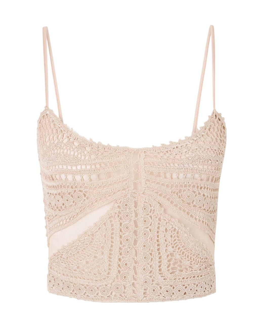 Ulla Johnson Natural Mollie Crochet And Tulle Top