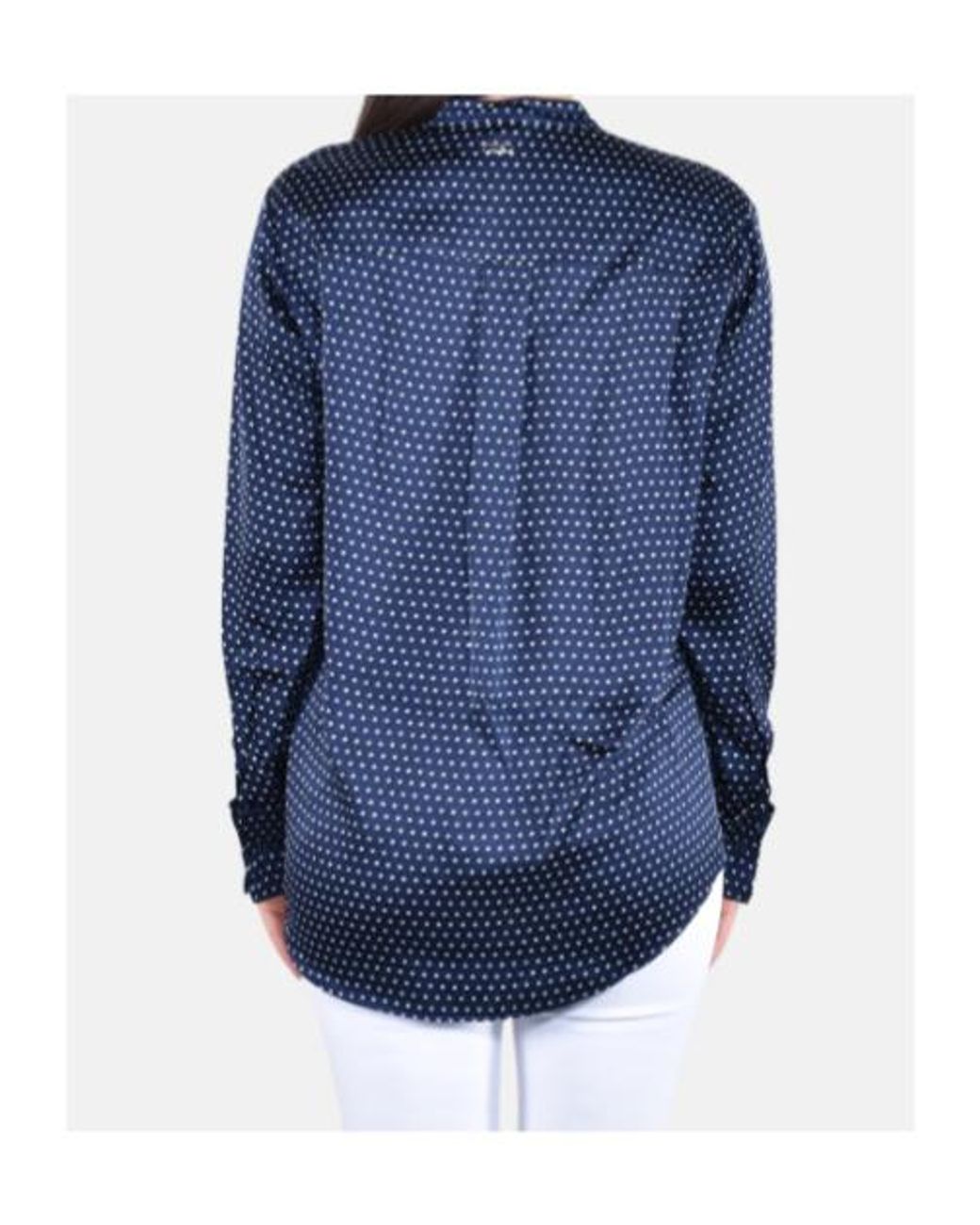 Michael Kors Blue Michael Polka Dot Print Satin Shirt