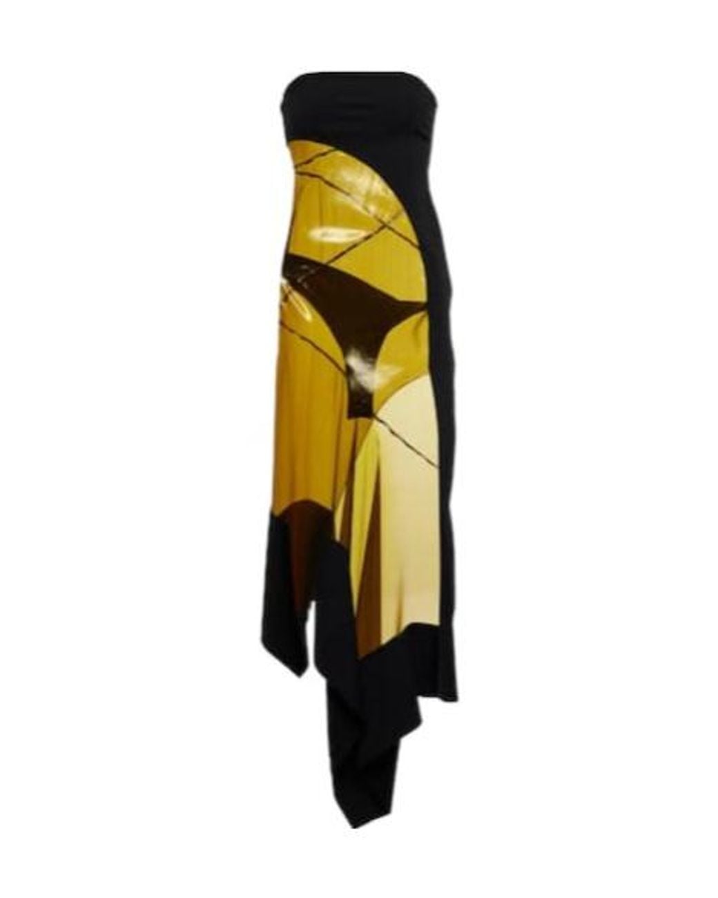 Mugler Multicolor Sheer-Paneled Asymmetric Midi Dress