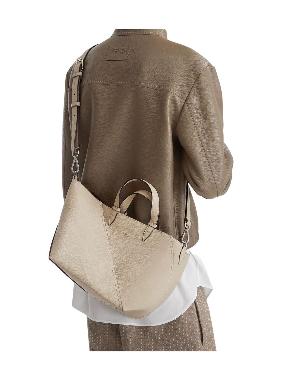 Fendi Natural Selleria Diagonal Small Tote Bag for men