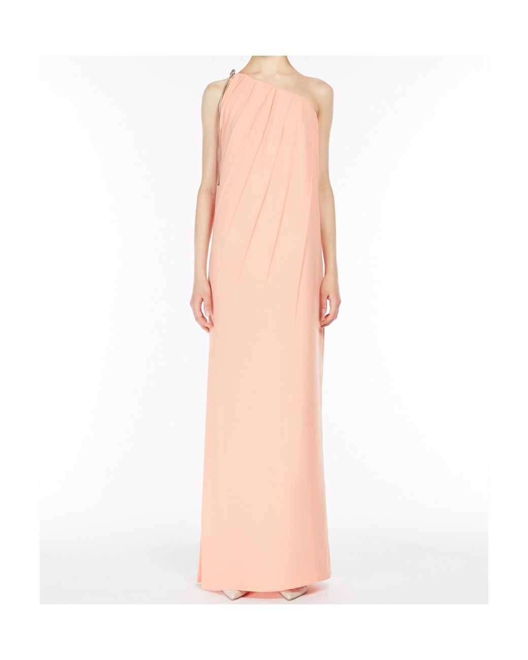 Max Mara Pink Pontida Pleated One-Shoulder Dress