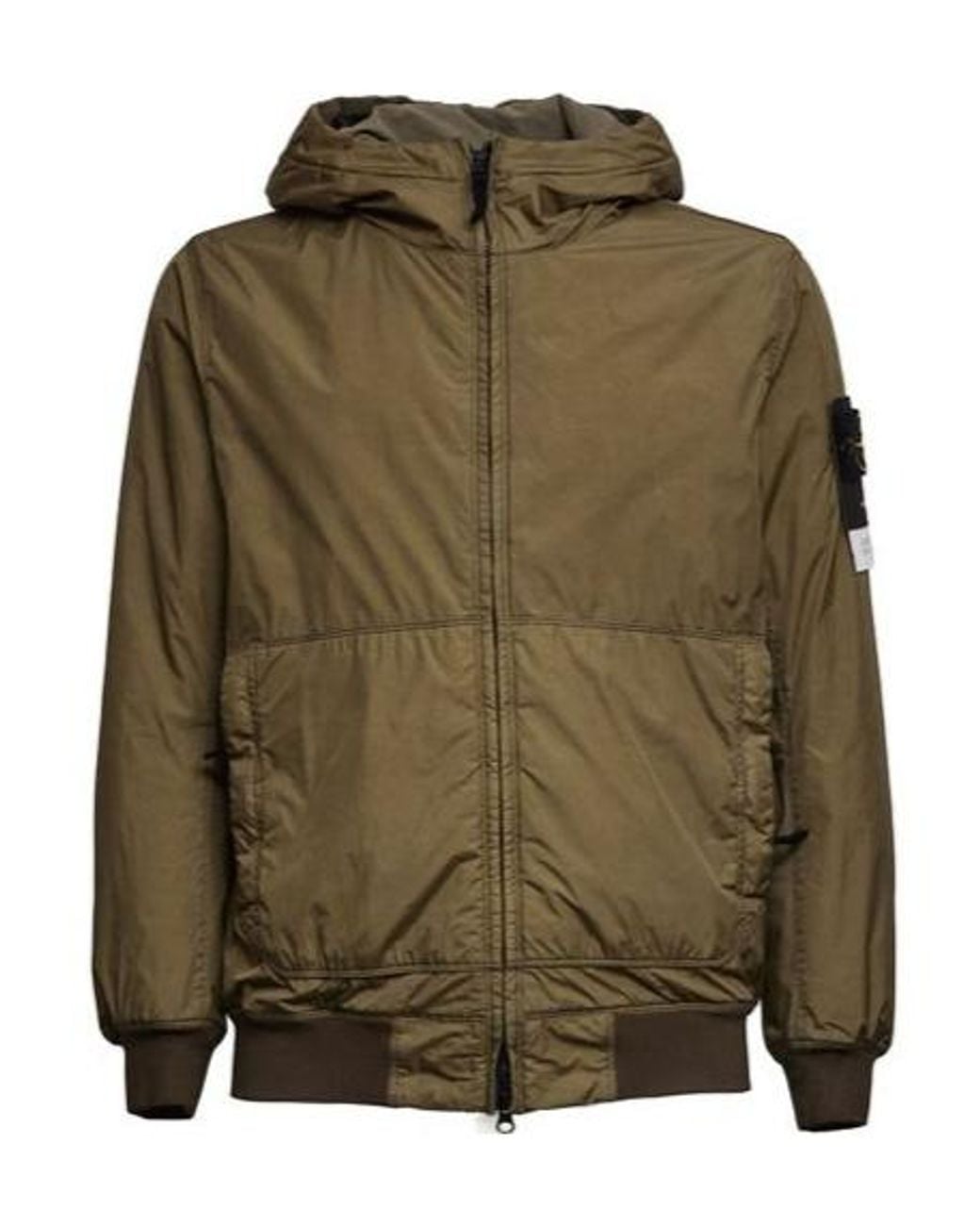 Stone Island Green Logo Patch Hooded Jacket for men
