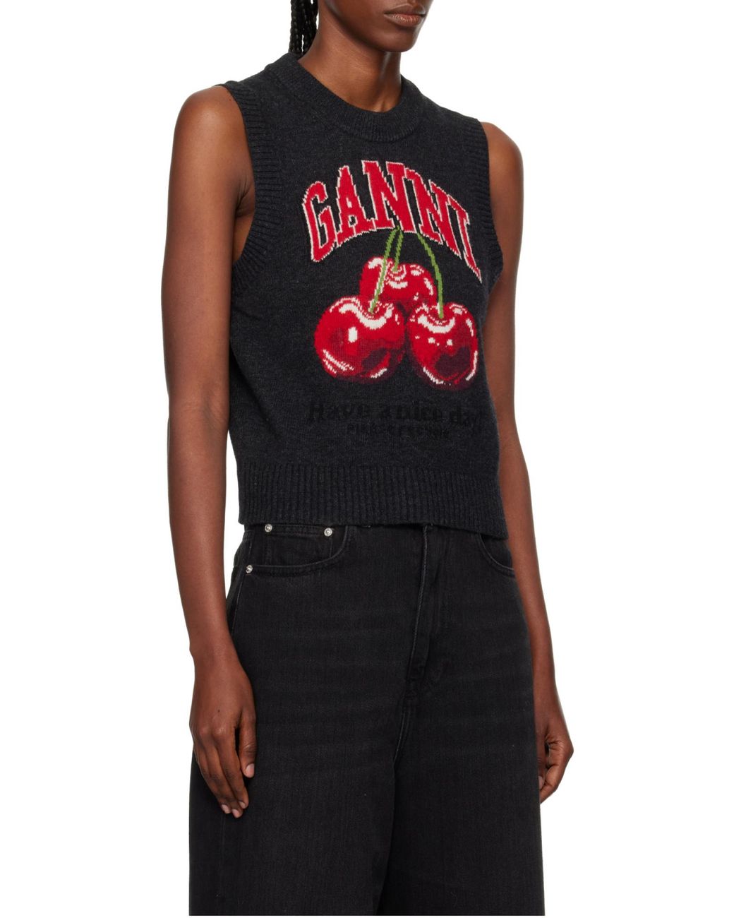 Ganni Black Round-Neck Knitwear