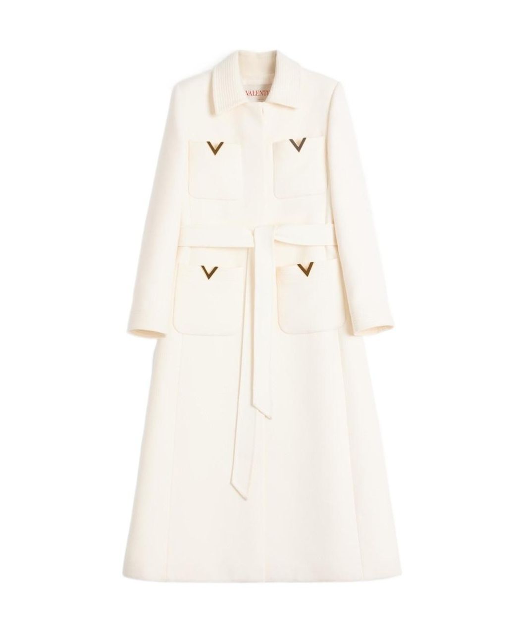 Valentino Natural Drill Double-Breasted Belted Coat