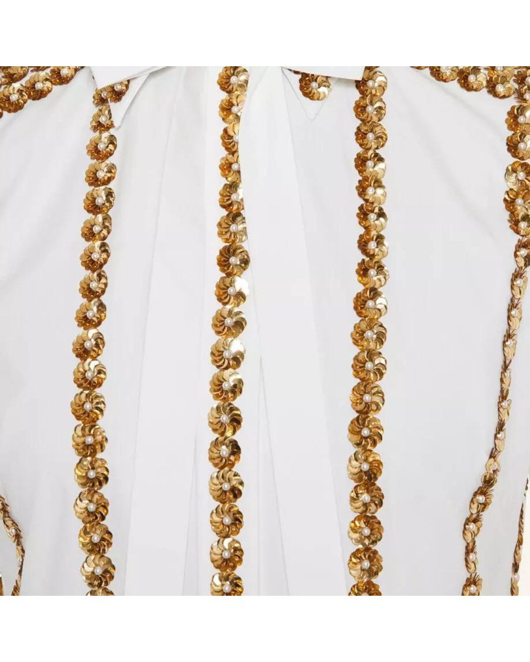 Valentino White Sequin-Embellished Shirt Dress