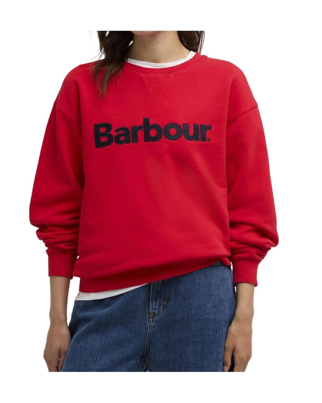 Barbour Red Logo Crew Neck Sweatshirt