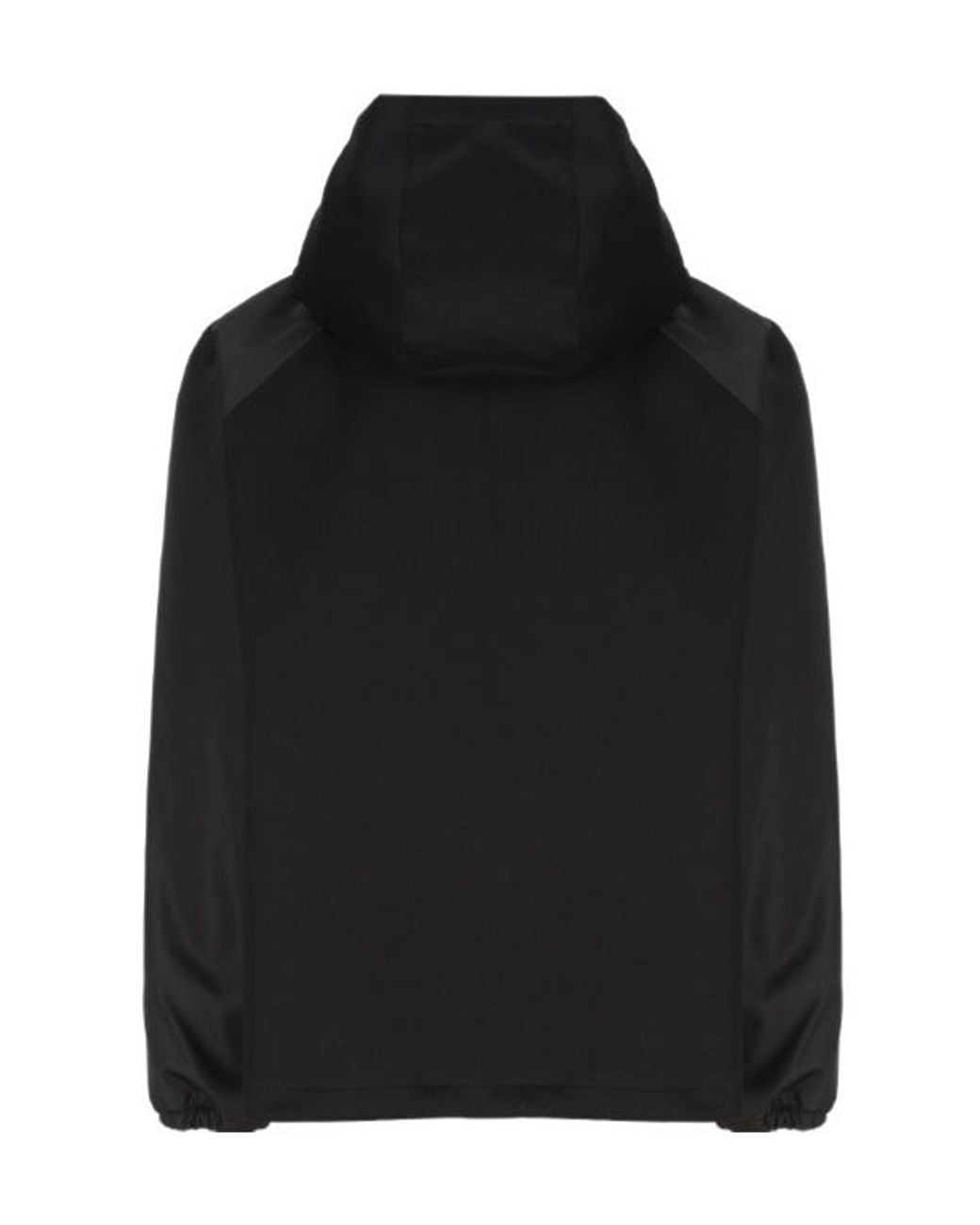 Prada Black Logo Plaque Drawstring Jacket for men