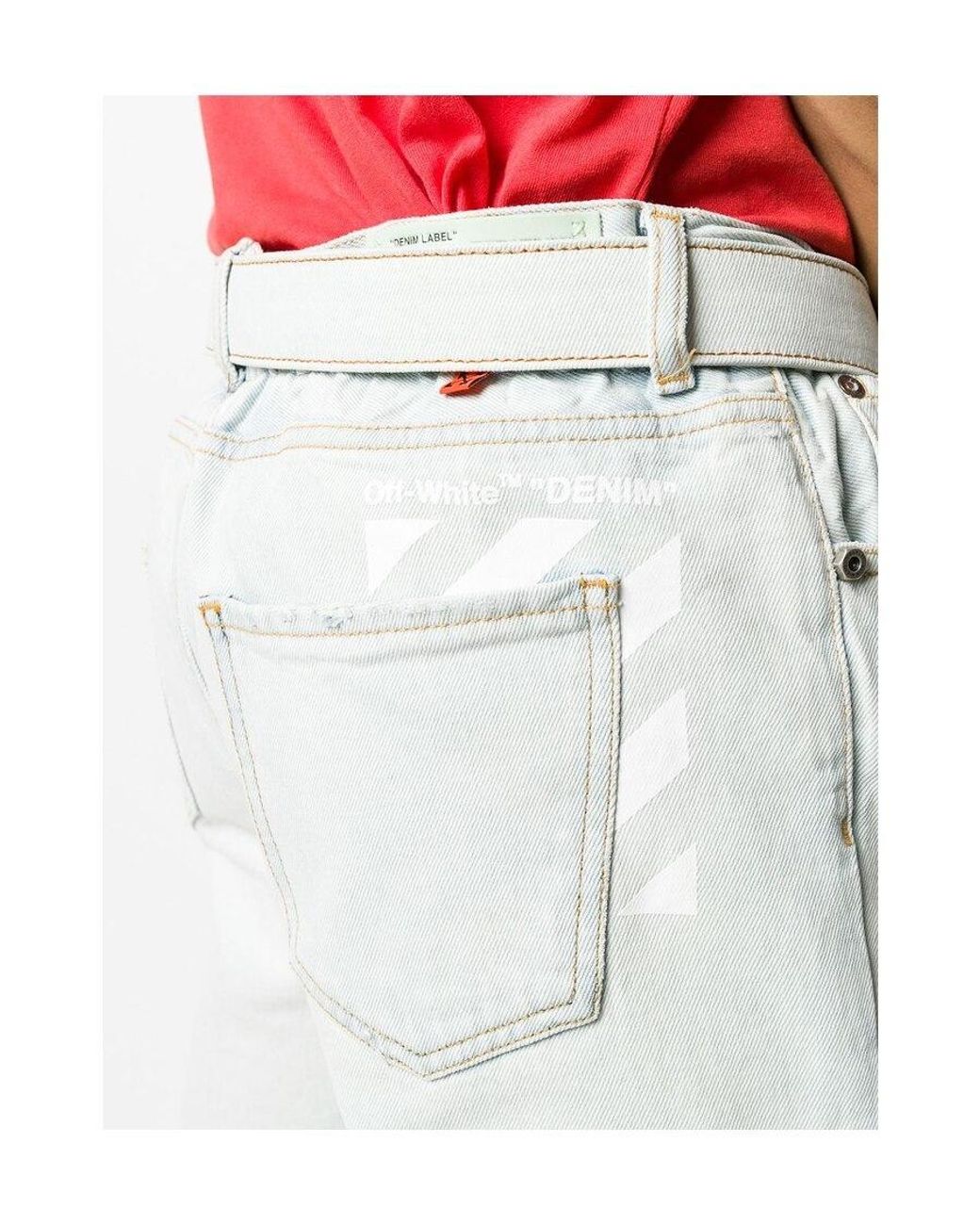 Off-White c/o Virgil Abloh White Belted Straight Jeans for men