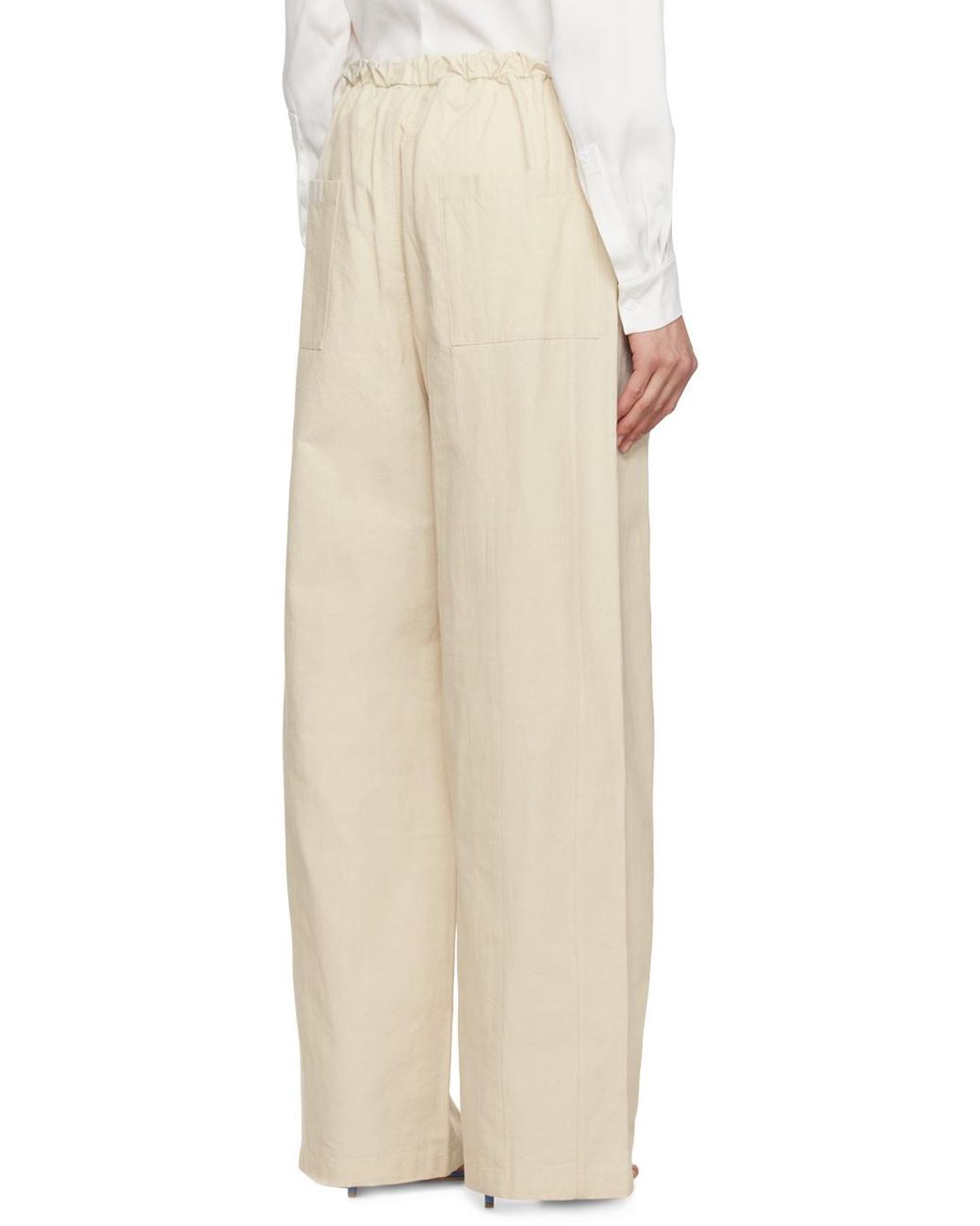 Christopher Esber White Drawstring-Waist Straight-Leg Trousers