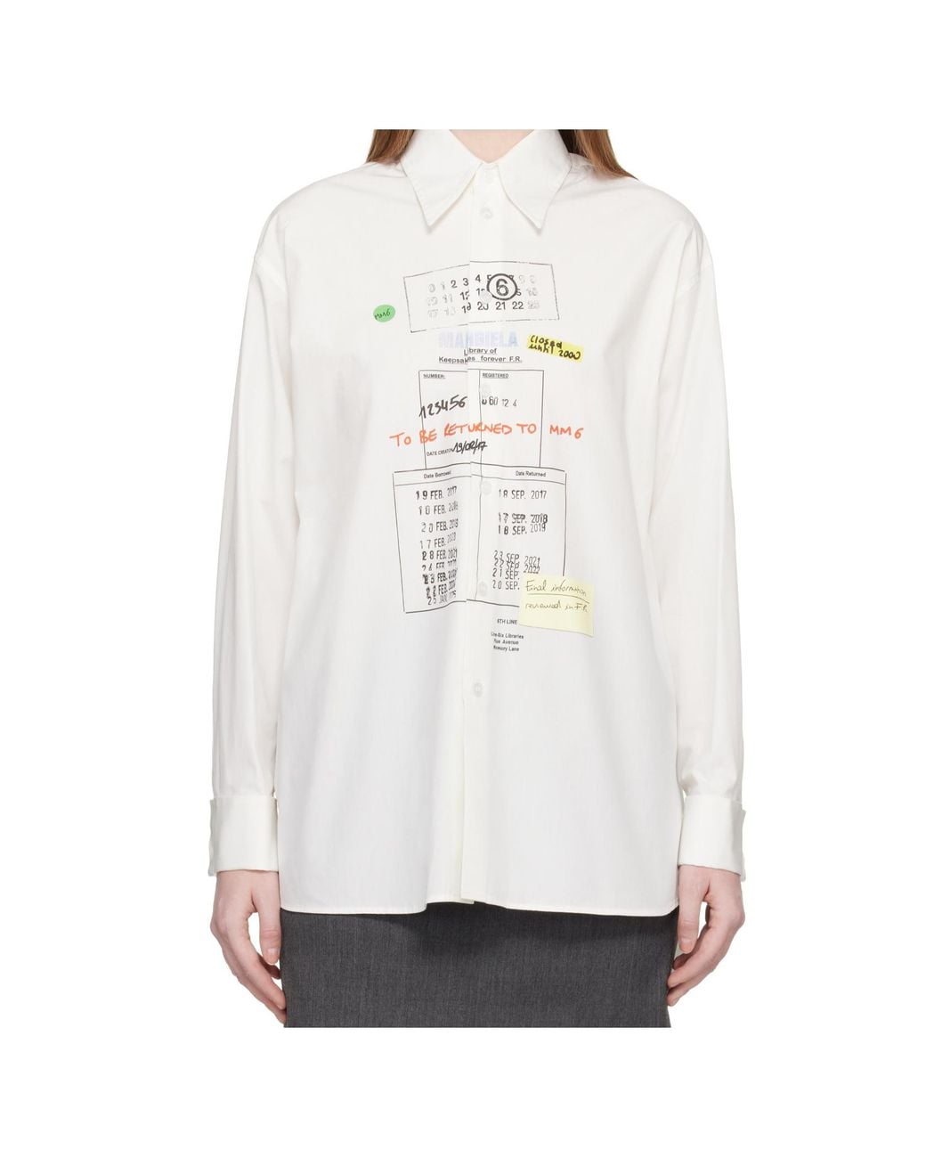 MM6 by Maison Margiela White Graphic Printed Buttoned Shirt