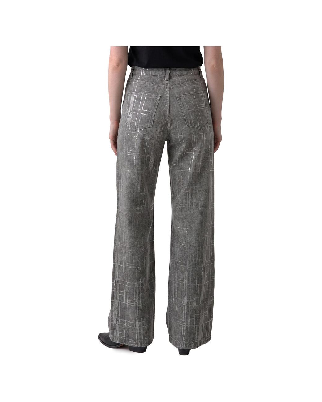 FEDERICA TOSI Gray Sequin Wide-Leg Jeans