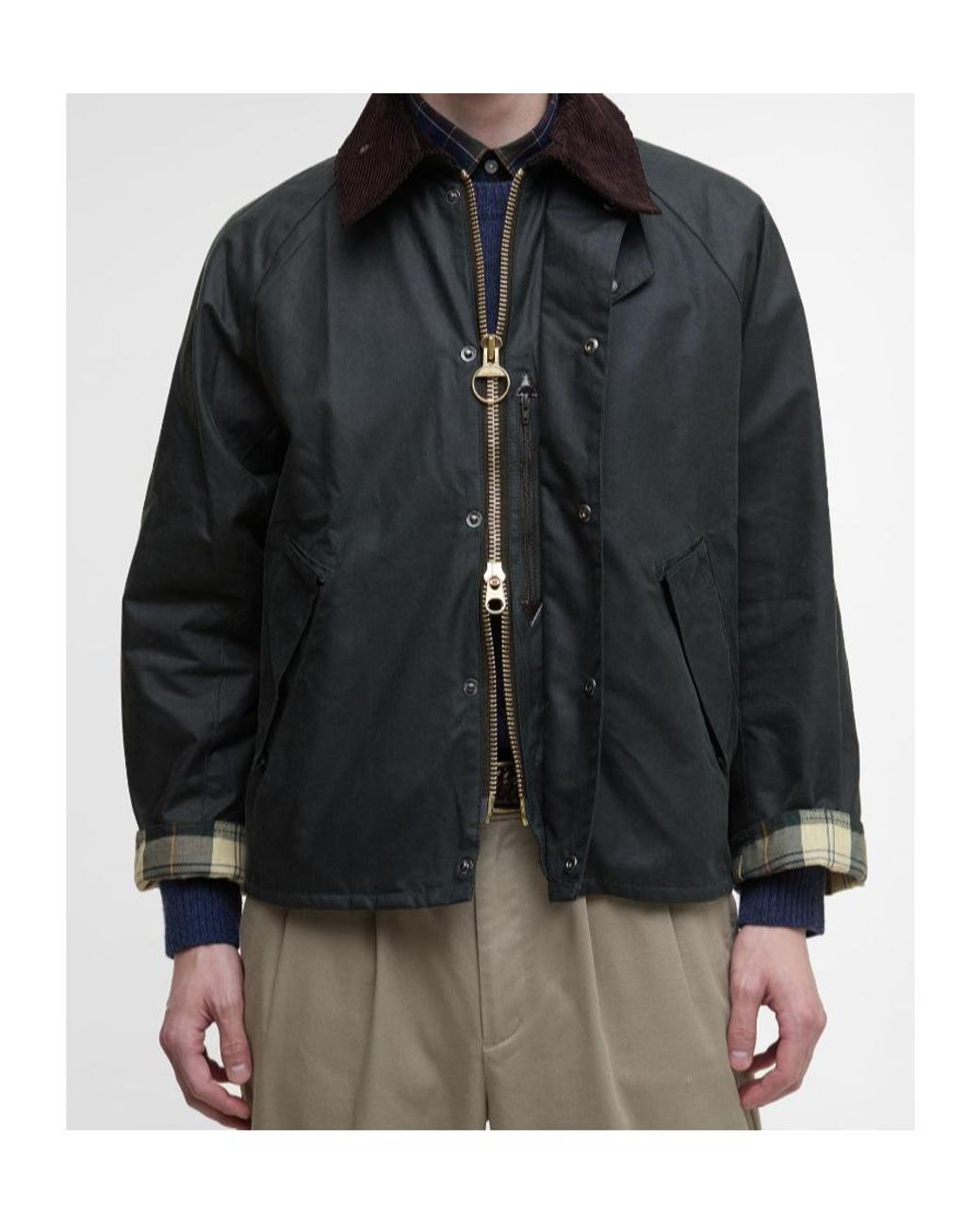 バブアー　MODIFIED TRANSPORT JACKET MCA0966 Barbour Modified Transport Waxed Jacket in Black for Men | Lyst