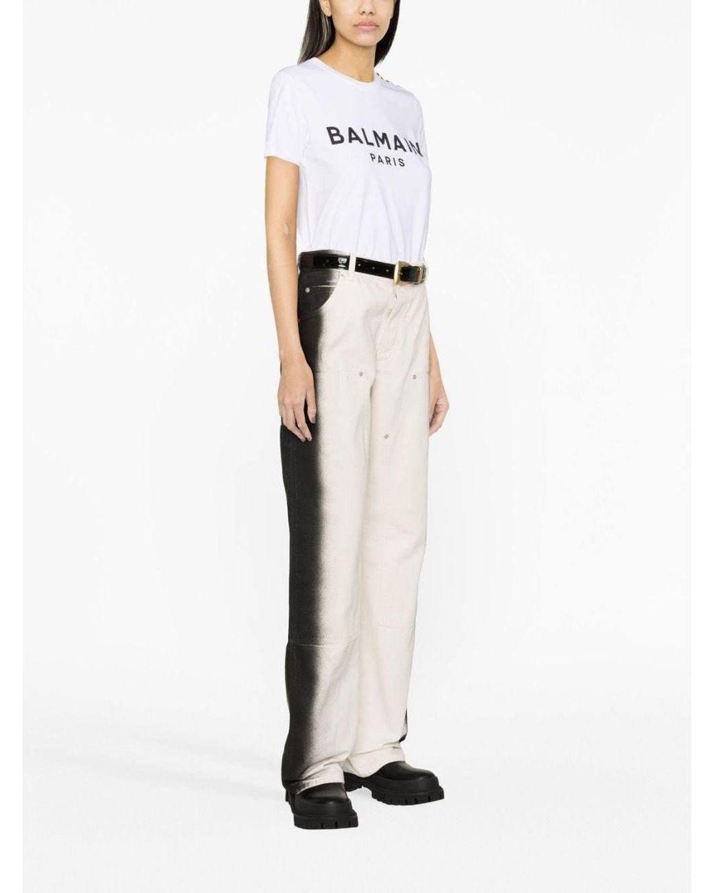 Balmain White Tshirt Con Logo