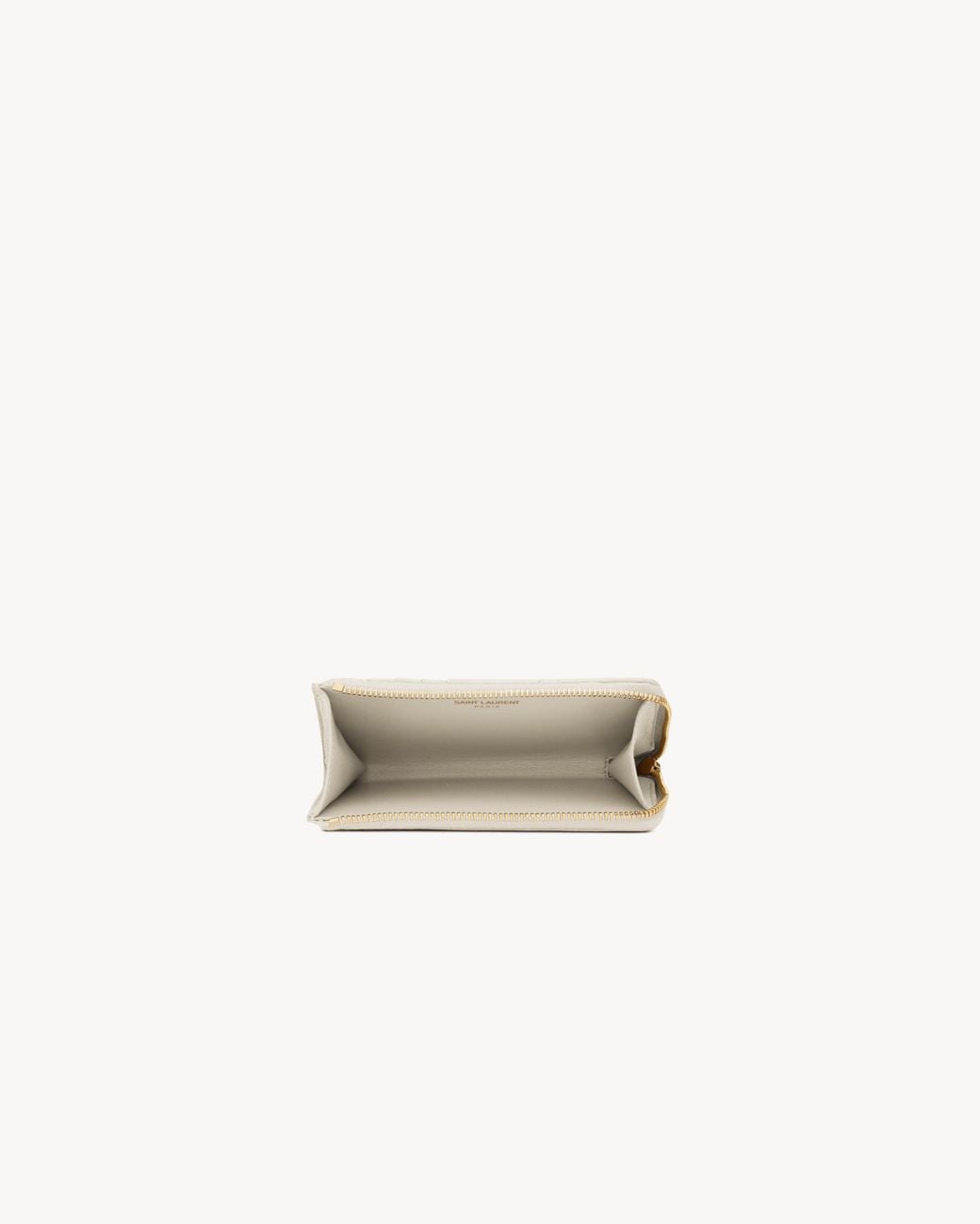 Saint Laurent White Cassandre Bijou Zipper Card Holder