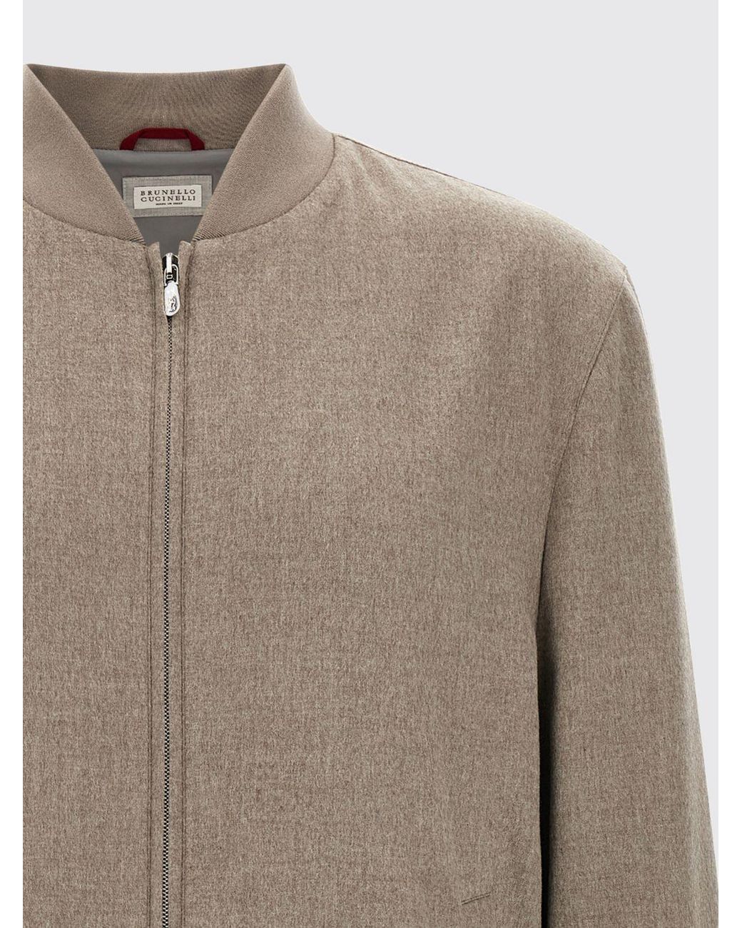 Brunello Cucinelli Gray Long-Sleeved Zip-Up Bomber Jacket for men