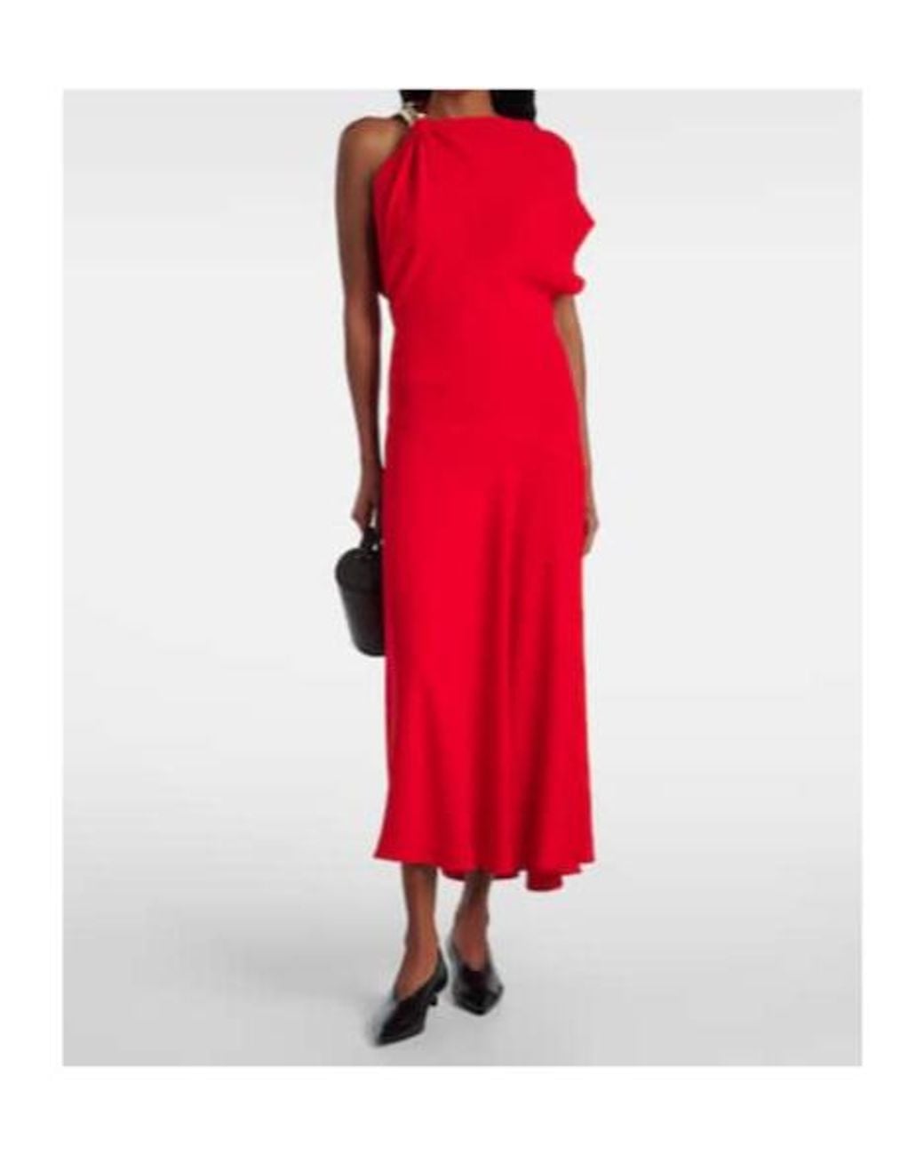Proenza Schouler Red Rue Asymmetric Crepe Maxi Dress