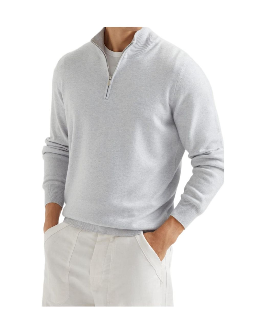 Brunello Cucinelli Gray Cashmere Sweater for men