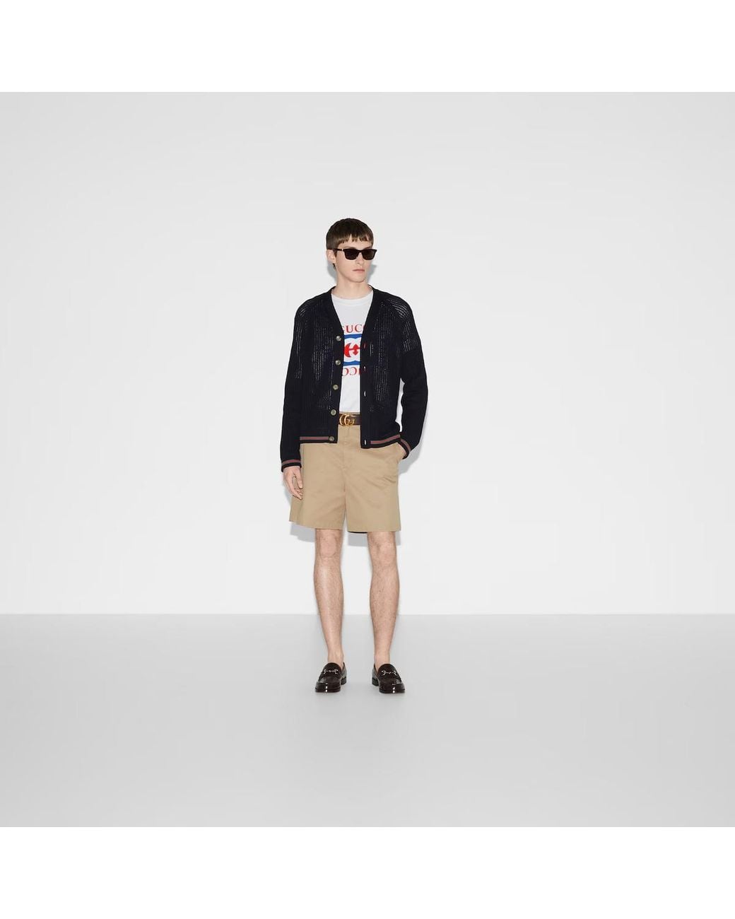 Gucci Black Logo Embroidered Button-Up Cardigan for men