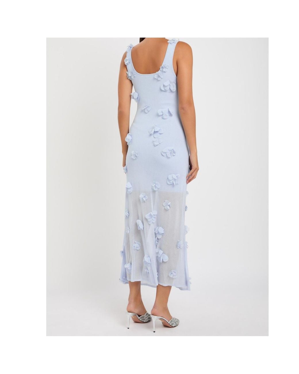 Jonathan Simkhai Blue Floral-Appliqué Midi Dress