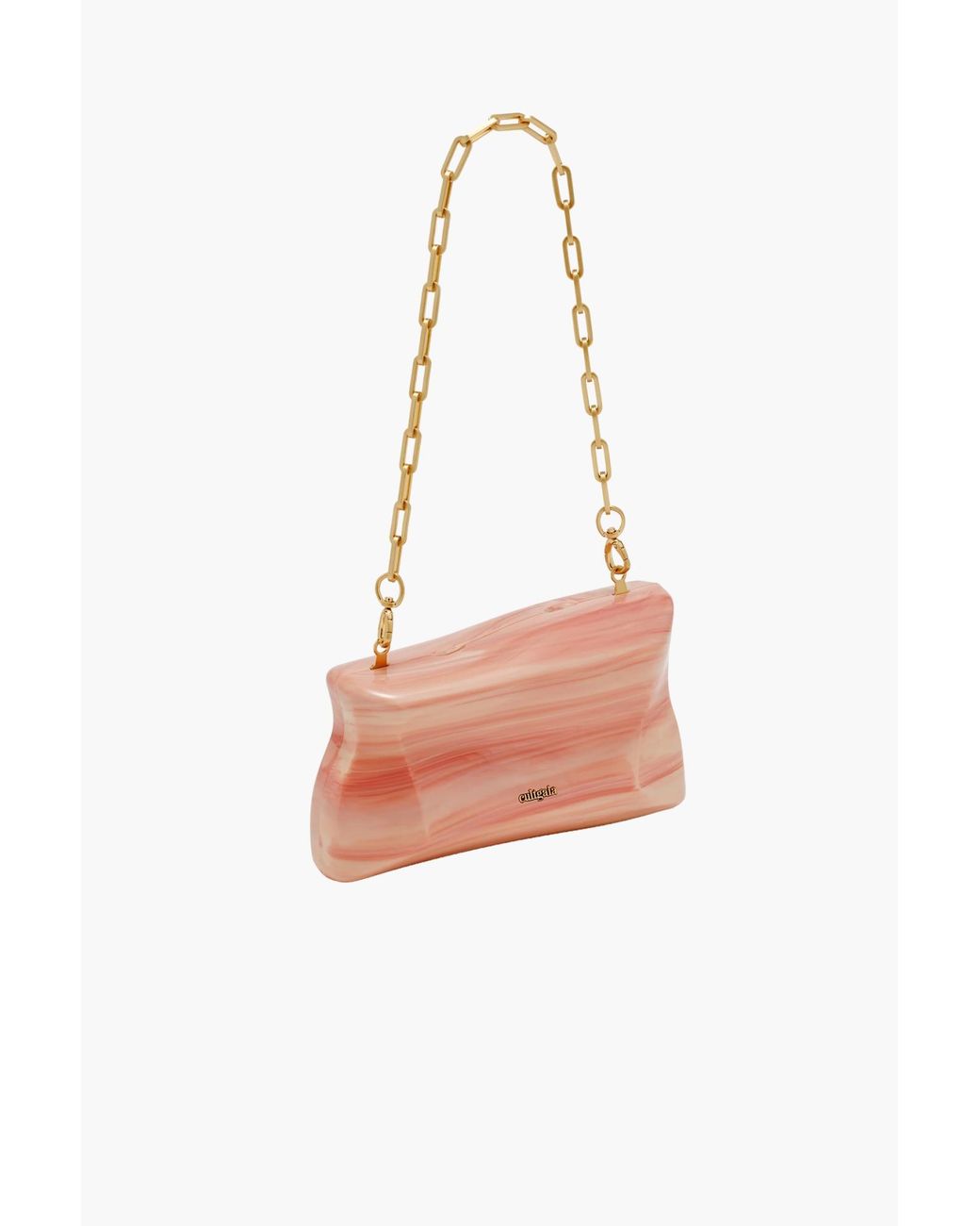 Cult Gaia Pink Malaya Logo Lettering Clutch Bag