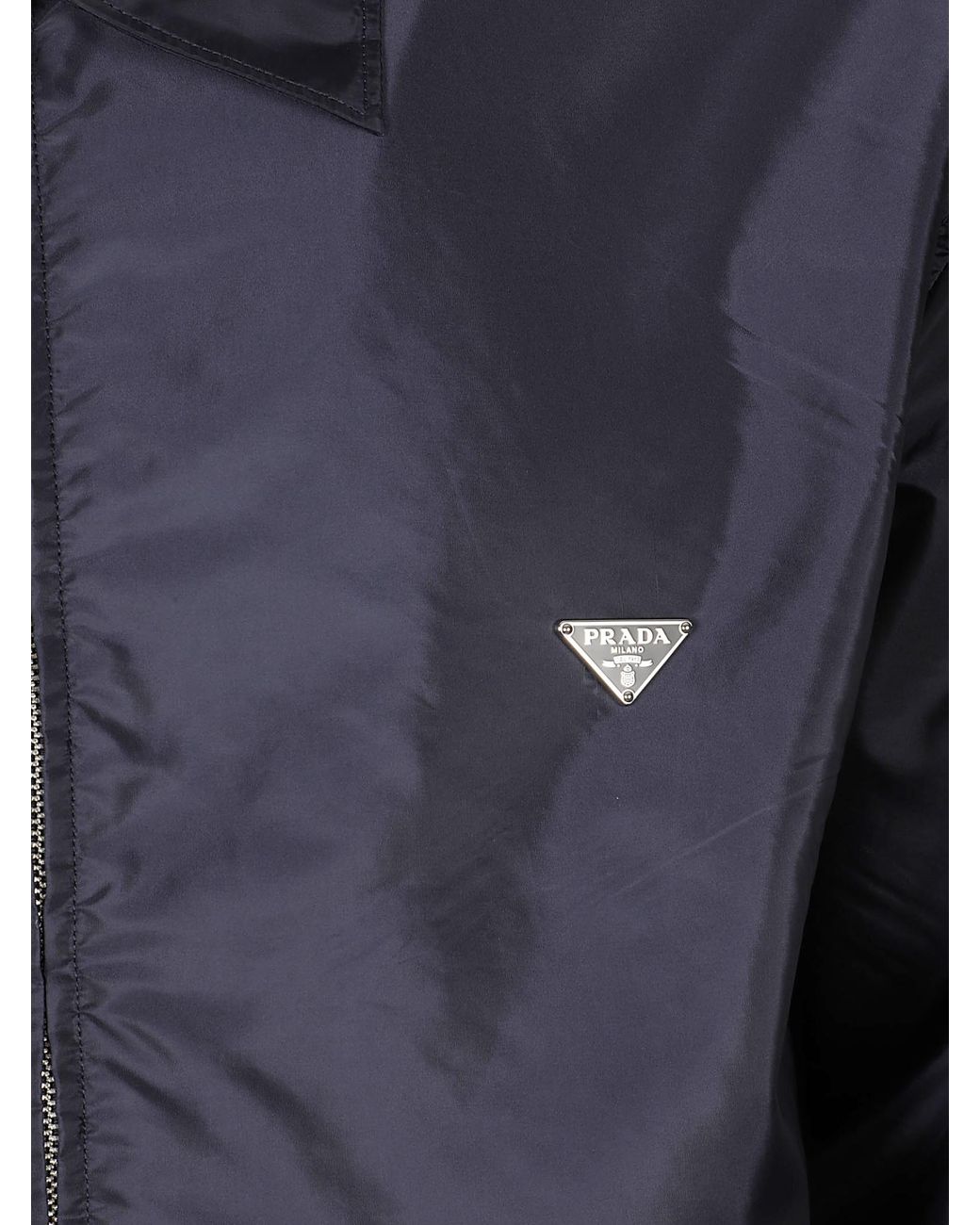 Prada Blue Logo Plaque Zip-Up Jacket for men
