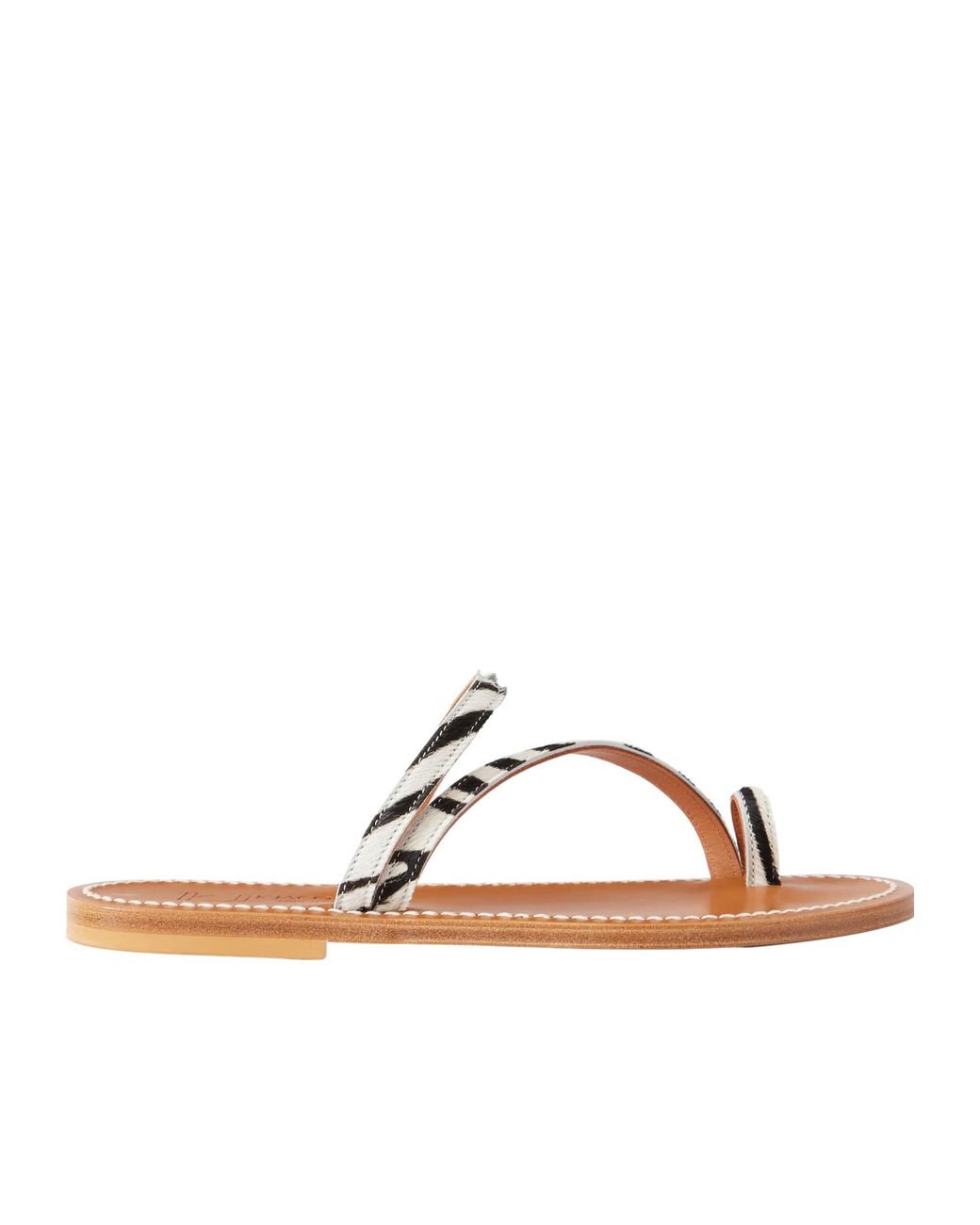 K. Jacques Brown Actium Zebra-Print Calf Hair Sandals
