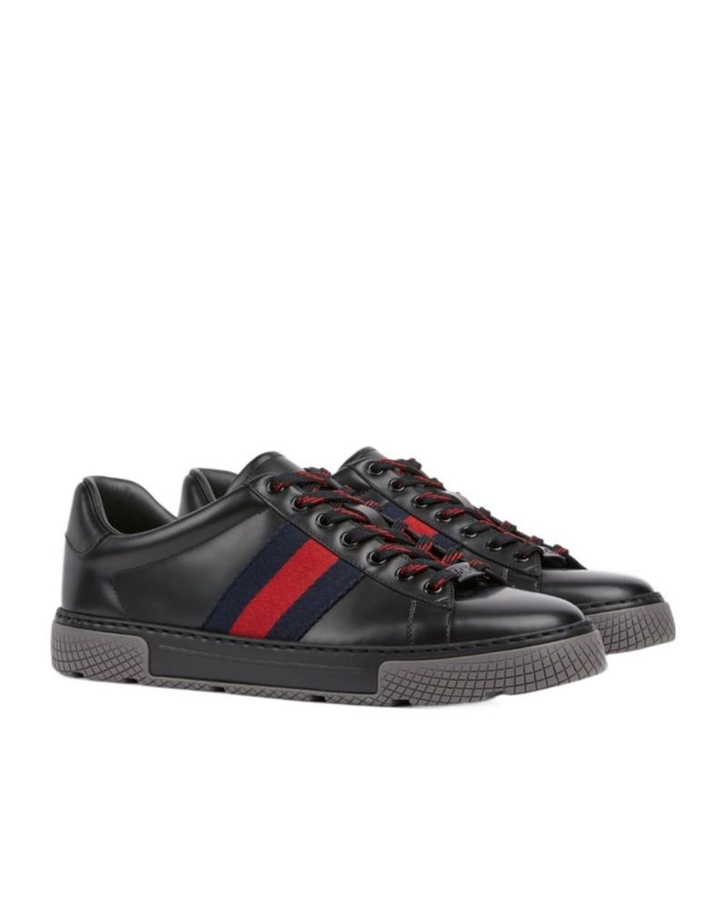 Gucci Black Ace Trainers With Web, Uk for men