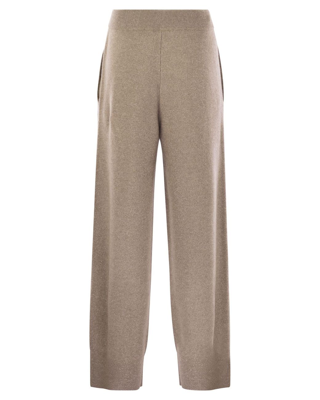 Brunello Cucinelli Gray Straight Leg Knitted Trousers