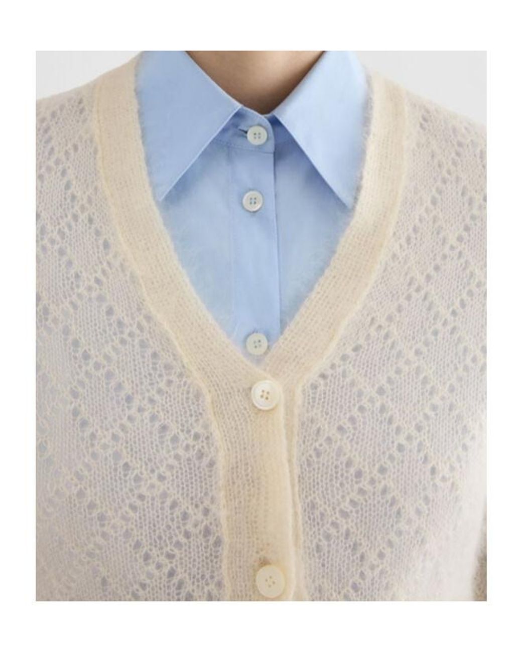 Jil Sander Natural Lace-Knit Mohair-Blend Cardigan